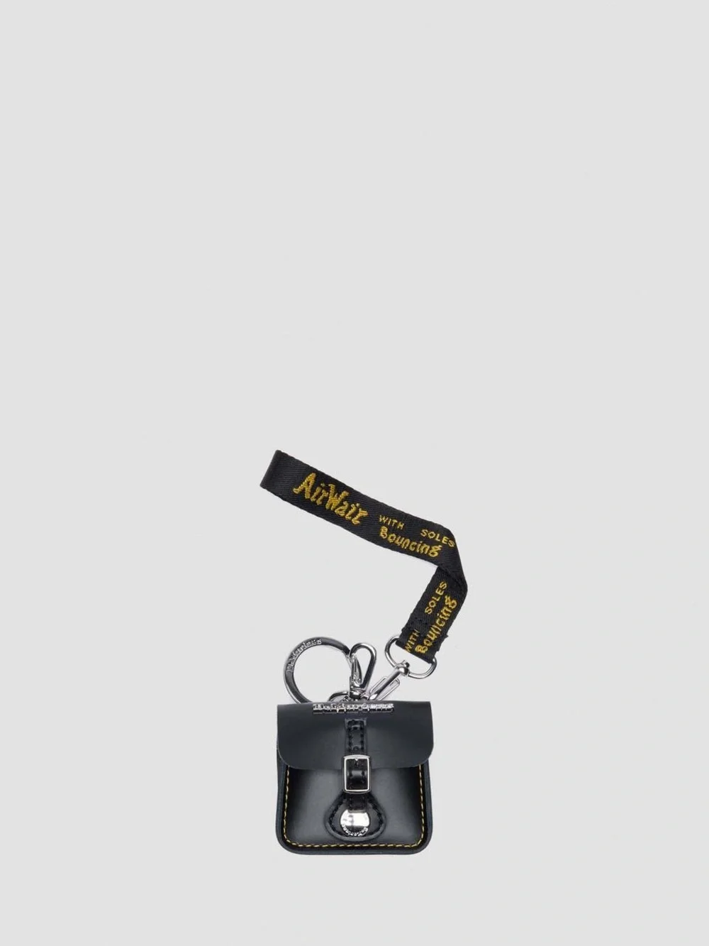 Dr. Martens Black Leather Mini Satchel Keychain with Yellow Stitching - Picture 2 of 11